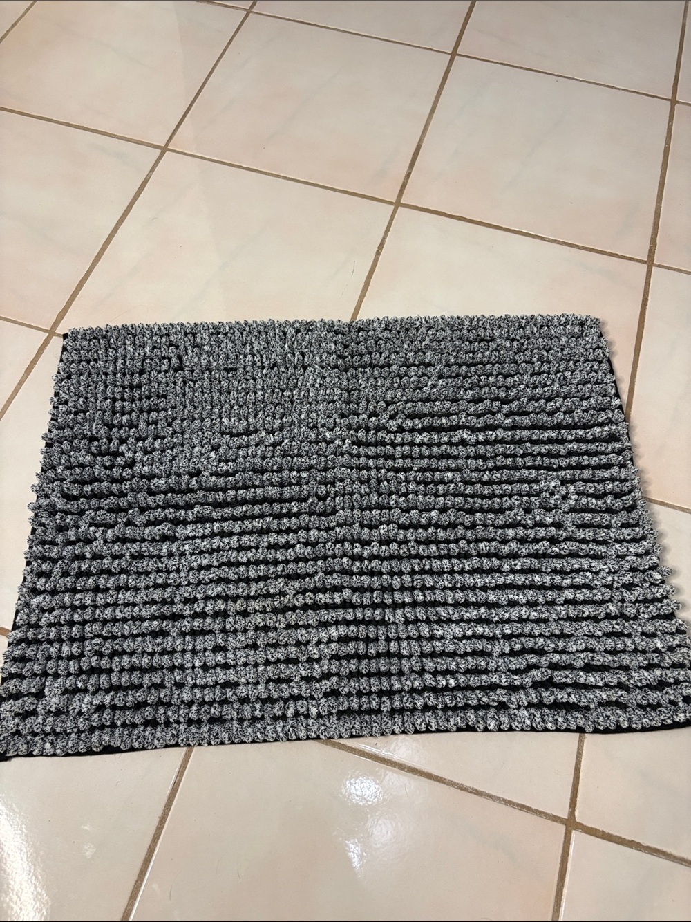 Mainstays Black and Gray Striped Chenille Bath Rug